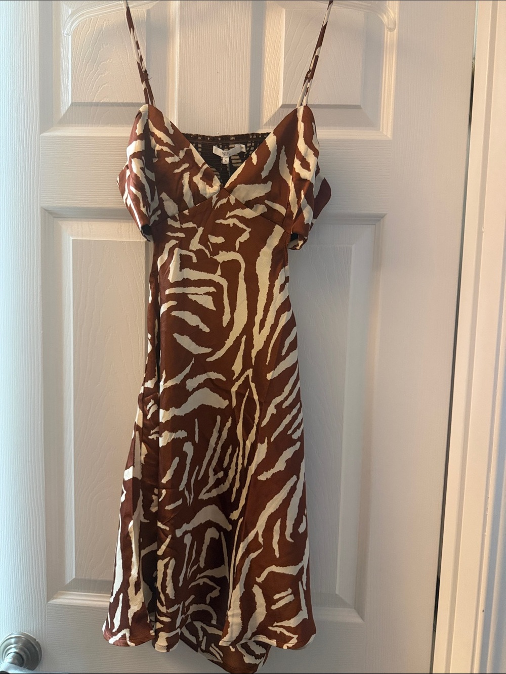 Women's Brown Zebra-Print Midi Slip Dress